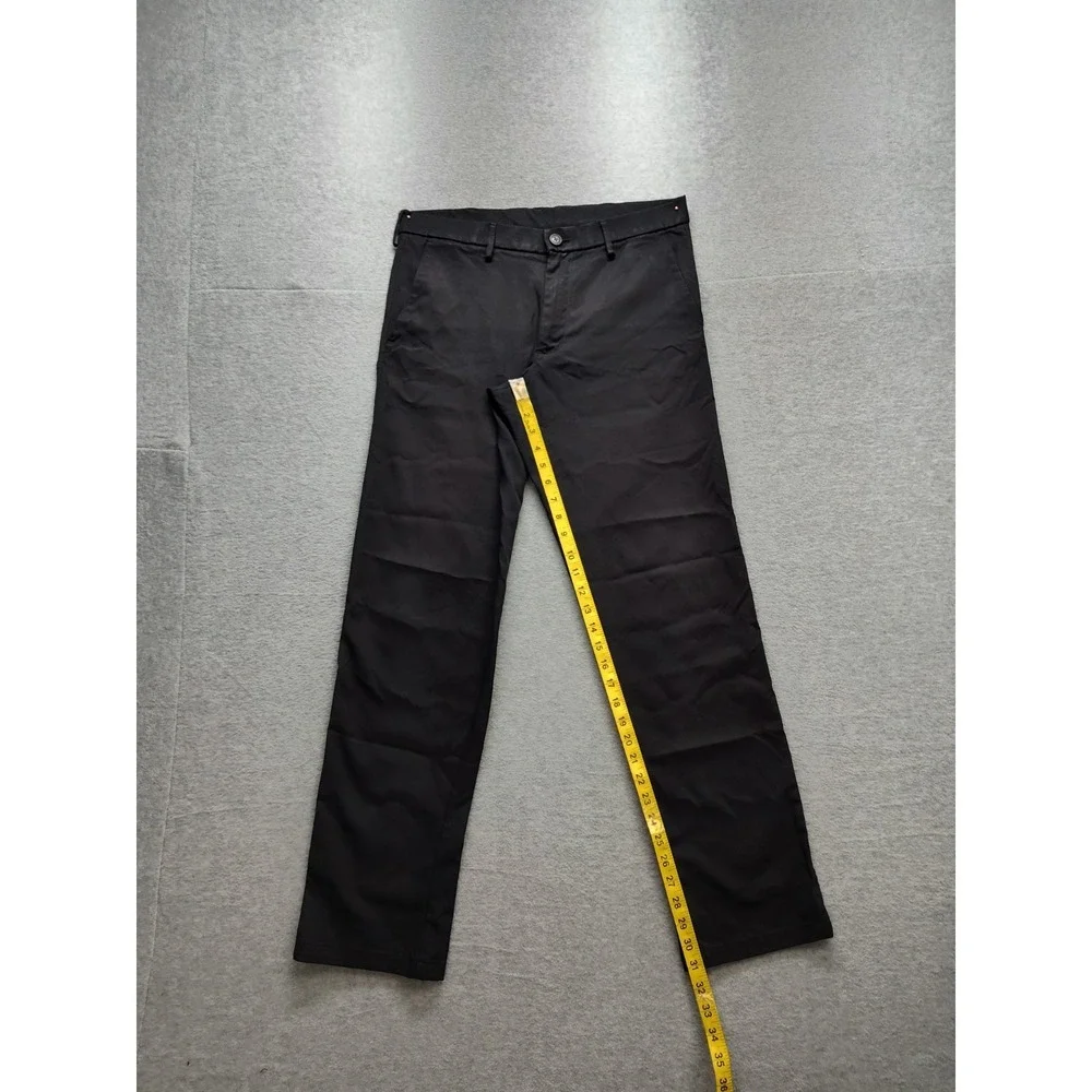 Haggar Men Pant‎ 32X32 Black Flat Front Slash Pockets Comfort Casual Trouser